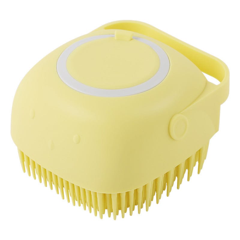 Tierbadebürste BUBBLE Silikon Tierbadebürste mit Shampoo-Spender Yellow / Quadrat