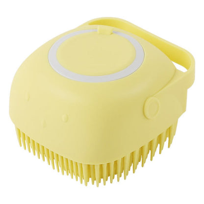 Tierbadebürste BUBBLE Silikon Tierbadebürste mit Shampoo-Spender Yellow / Quadrat