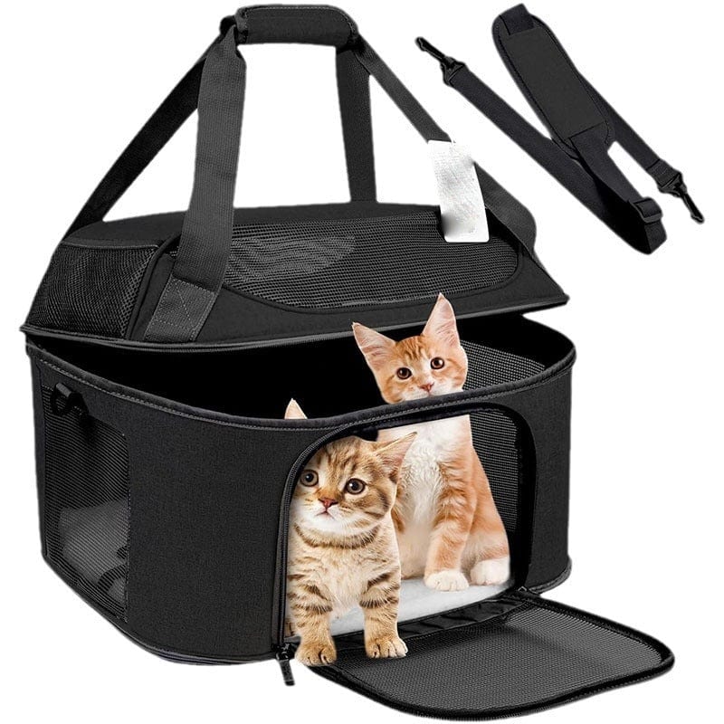 Tragetasche für Haustiere CASTLE Atmungsaktive Tragetasche – Perfekt für kleine Hunde &amp; Katzen Black
