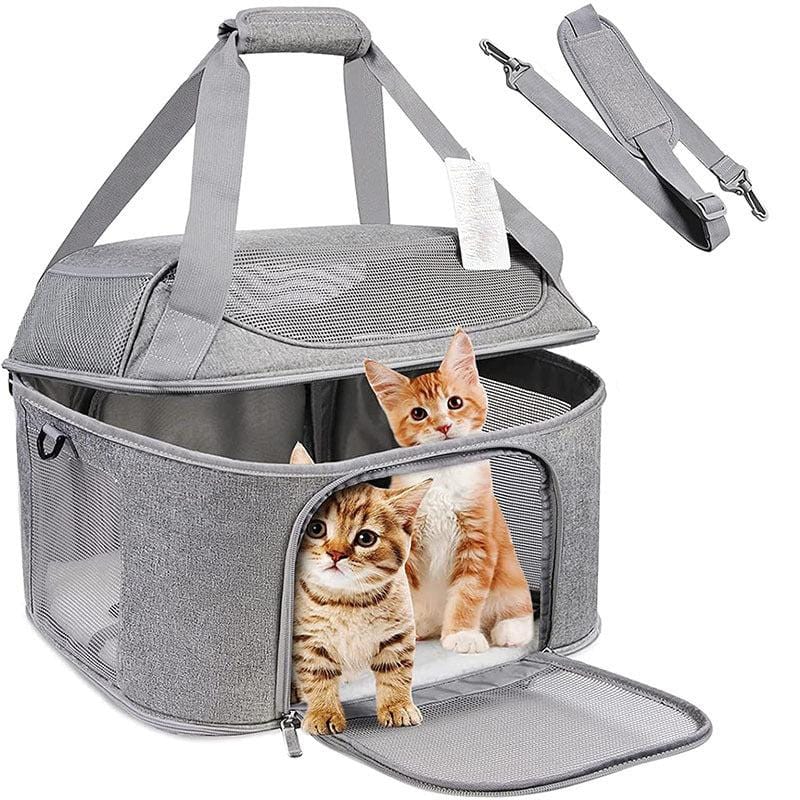 Tragetasche für Haustiere CASTLE Atmungsaktive Tragetasche – Perfekt für kleine Hunde &amp; Katzen Grey