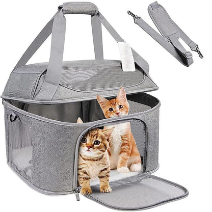 Tragetasche für Haustiere CASTLE Atmungsaktive Tragetasche – Perfekt für kleine Hunde &amp; Katzen Grey